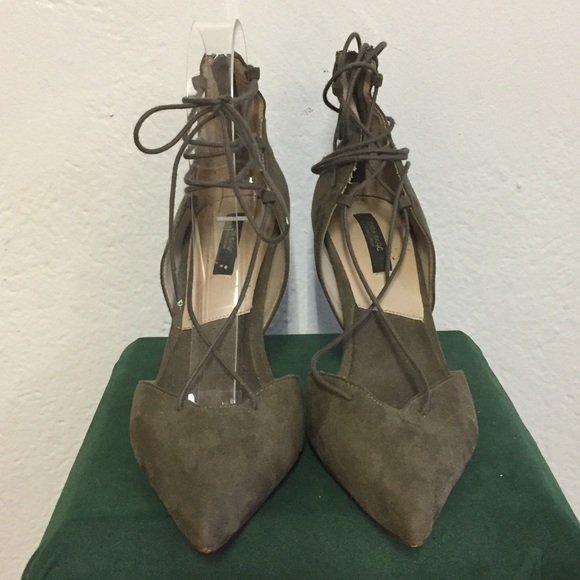 Zara Shoes - Zara Basic Faux Suede Lace Up Heels